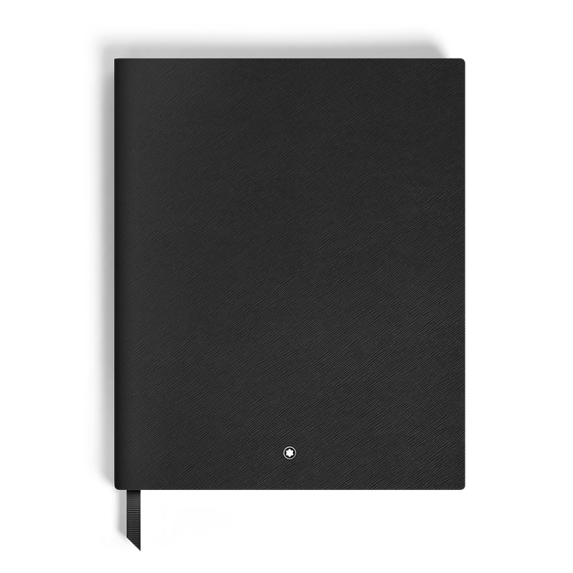 Notebook Large, Black Leather, Black, Lined Pages - 1