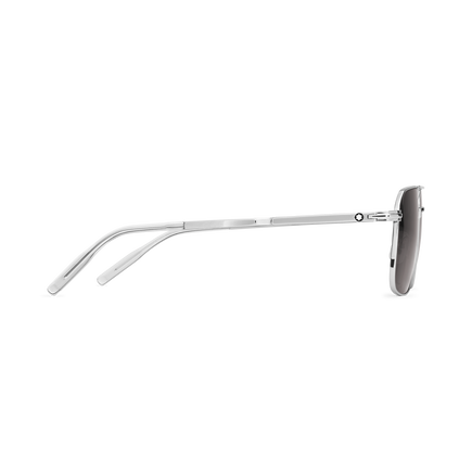 Rectangular Sunglasses with Silver Coloured Metal Frame
