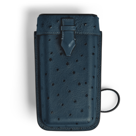 Nib Multifunctional Case with Strap in Ostrich-Embossed Leather