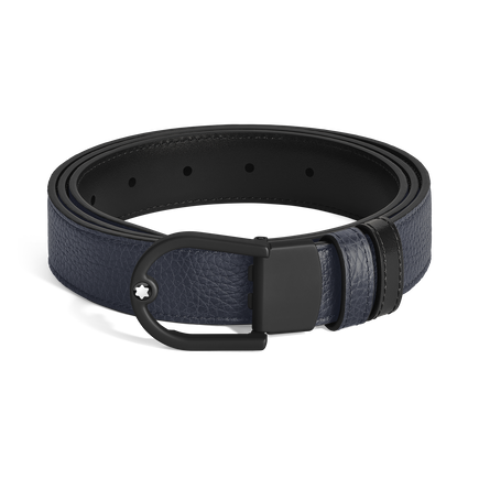 Cintur&oacute;n reversible de piel azul noche y negra de 30&nbsp;mm con hebilla ligera en forma de herradura