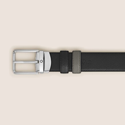 Medium grey/black 30mm reversible leather belt