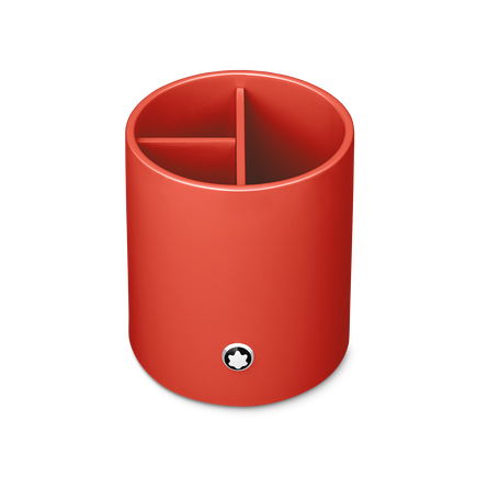 Round Pen Holder in Coral Colored Lacquer Wood