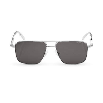Rectangular Sunglasses with Silver Coloured Metal Frame