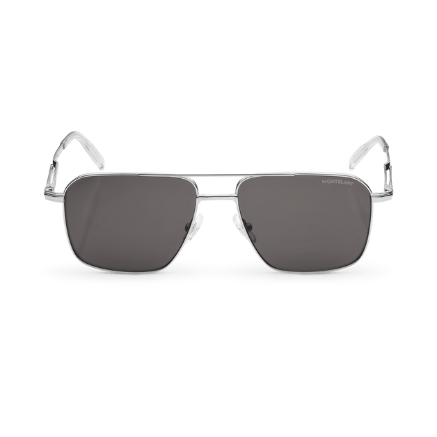 Rectangular Sunglasses with Silver-Coloured Metal Frame - 1