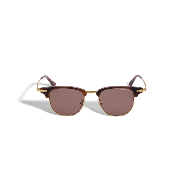 Gafas de sol rectangulares con montura metálica dorada  - 1