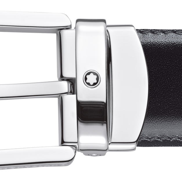 Horseshoe buckle black/brown 30 mm reversible leather belt - 4