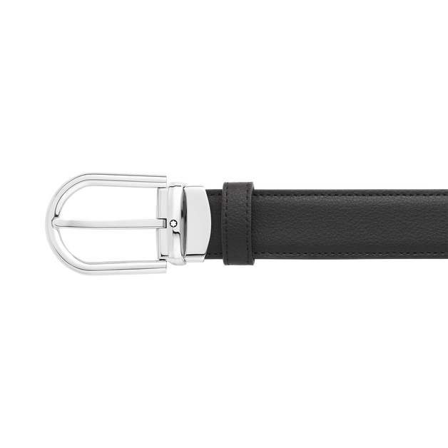 Cinturón reversible de piel negra y marrón de 30 mm con hebilla en forma de herradura - 4
