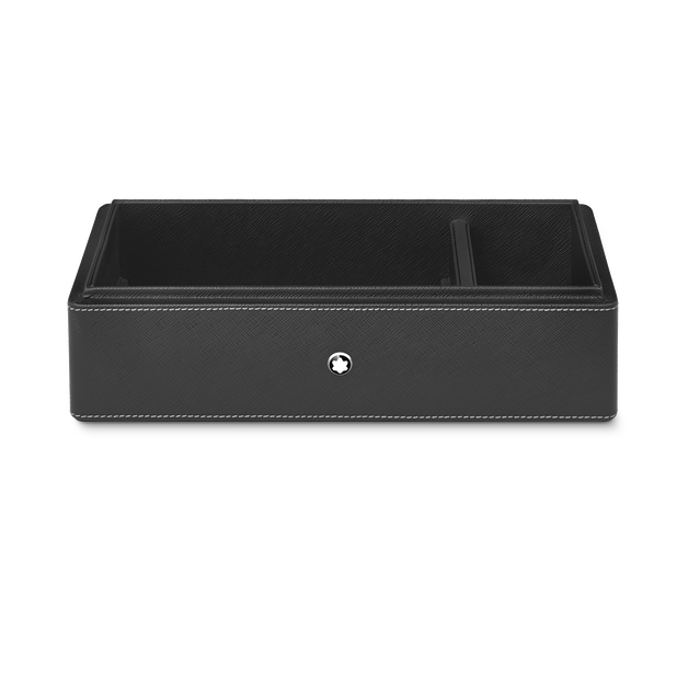 Desk Box in leather for three writing instruments and an ink bottle - 7