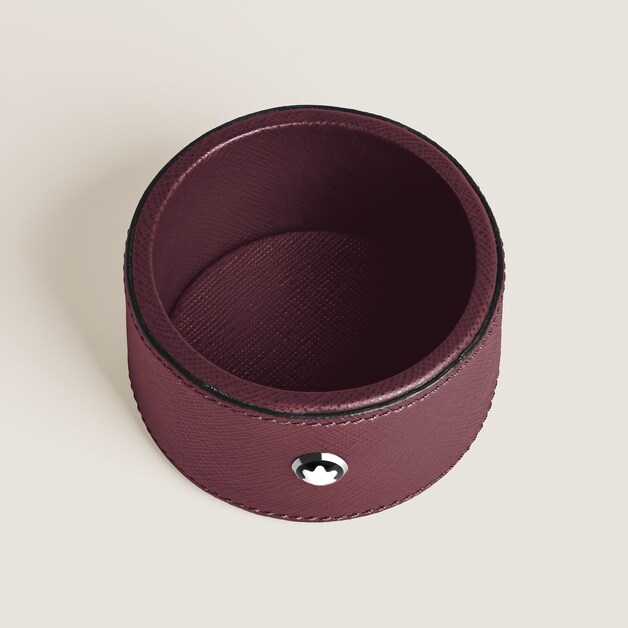 Round Desk tray in Cassis Leather (Small) - 1
