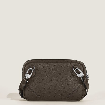 Mini Crossbody Bag in Ostrich-Embossed Leather