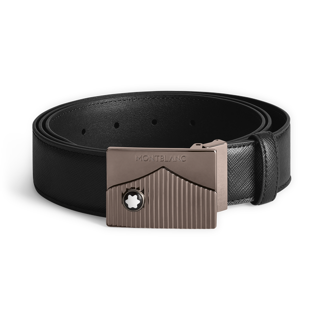 Black 35 mm leather belt - 1