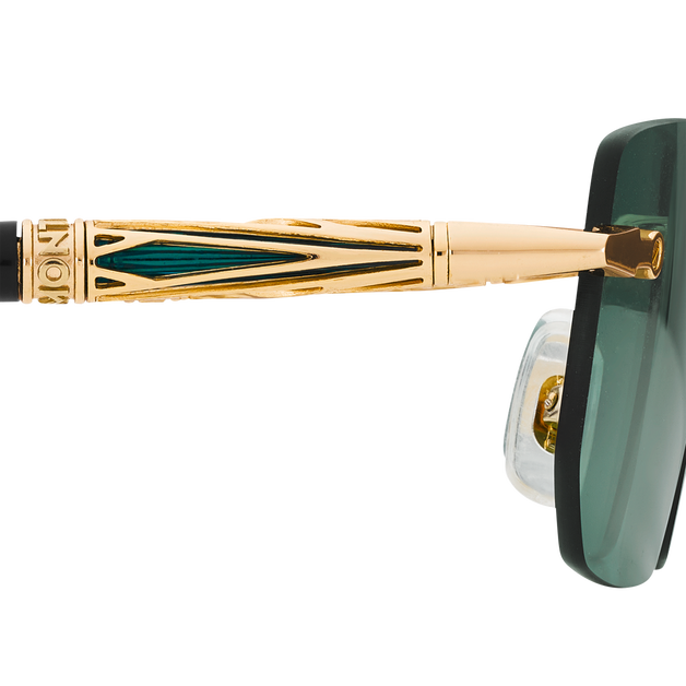 Rectangular Sunglasses with Gold-Colored Metal Frame - 4