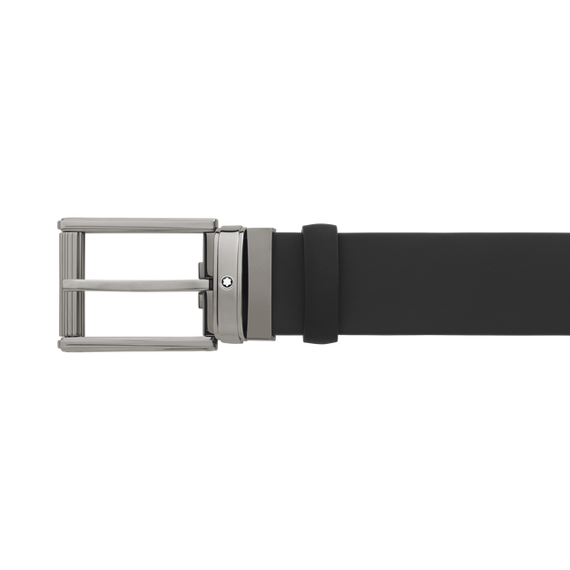 Black 35 mm leather belt - 3