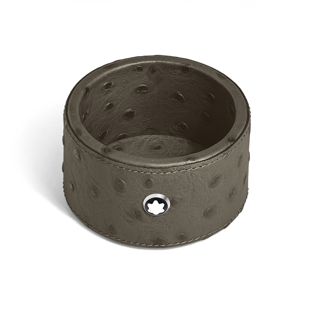 Small Desk Tray, Ostrich-Embossed Leather, Khaki - 1