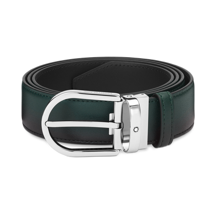 Horseshoe buckle sfumato British green 35mm leather belt