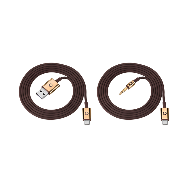 Brown Cable Set for Montblanc MB 01 Headphones - 3