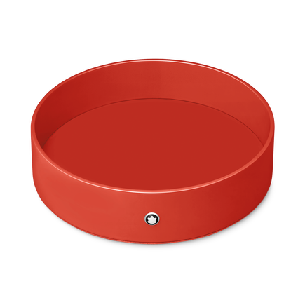 Round Desk tray in Coral Colored Lacquer Wood (Large)