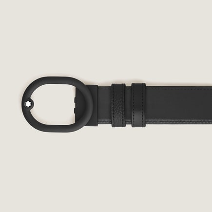 L'Ovale Buckle Black/Black 35 mm Reversible Leather Belt