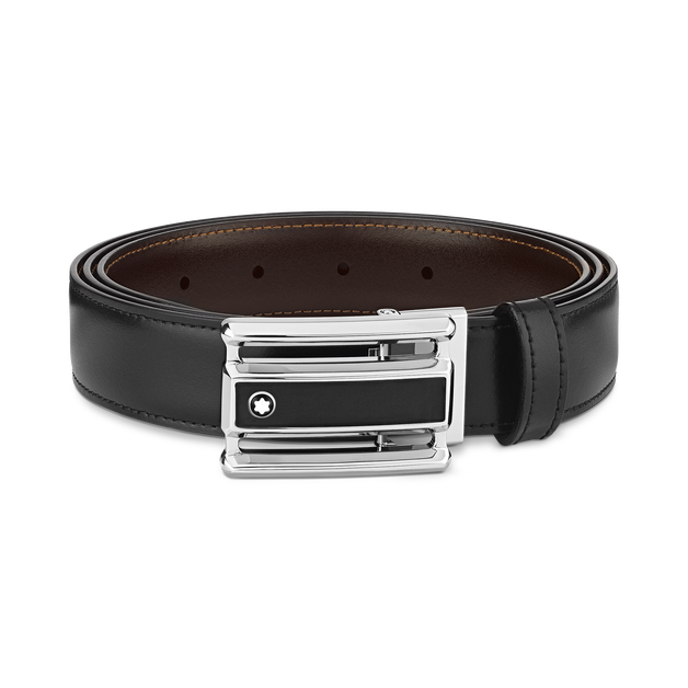 Black/brown 30 mm reversible leather belt - 1