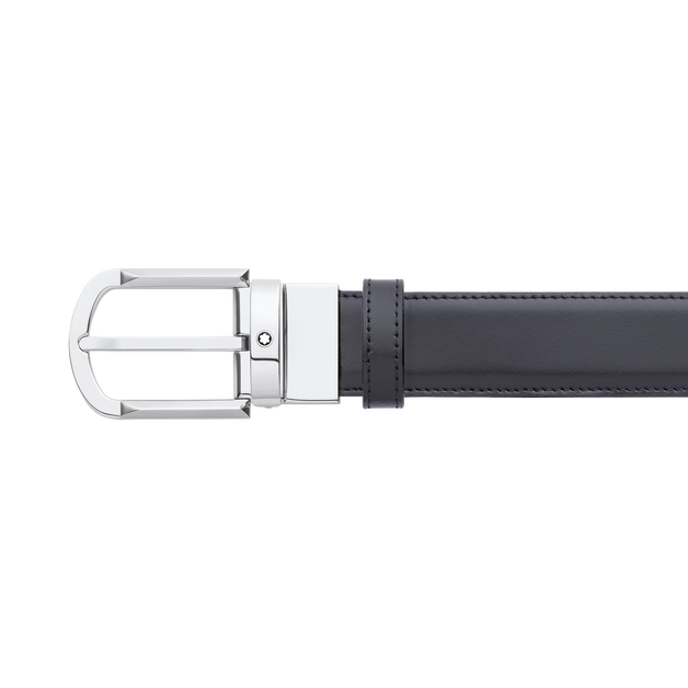 Horseshoe buckle black/brown 30 mm reversible leather belt - 4