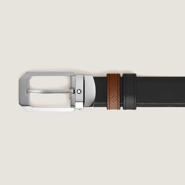 Rectangular 30 mm Reversible Belt in Sartorial Leather - 3