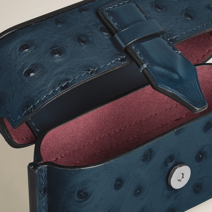 Nib Accessory Case with Strap in Ostrich-Embossed Leather