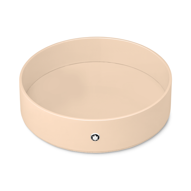 Round Desk tray in Ivory Colored Lacquer Wood (Large) - 1