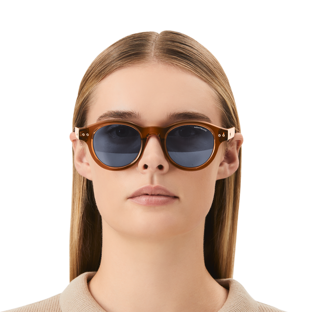 Round Sunglasses with Brown Acetate Frame - 4