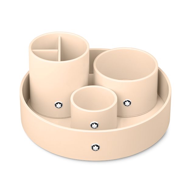 Round Desk Tray in Ivory- Lacquered Wood (Large) - 2