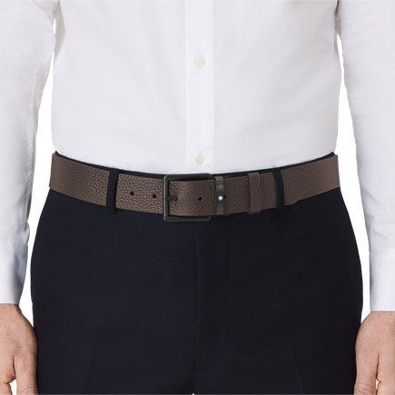 Brown/black 35 mm reversible leather belt