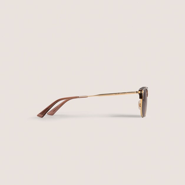 Gafas de sol rectangulares con montura metálica dorada  - 2