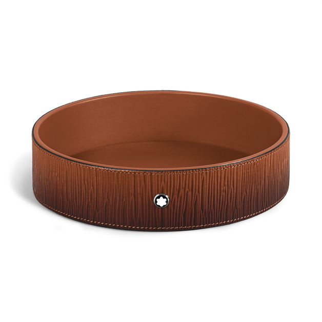 Gro&szlig;e runde Schreibtischablage aus Corteccia-Leder mit Sfumato-Effekt - 1