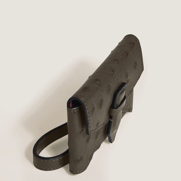 Nib Card Holder with Handle in Ostrich-Embossed Leather - 4