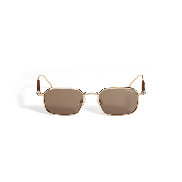 Rechteckige Sonnenbrille mit goldfarbener Metallfassung - 1