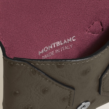 Nib Card Holder with Handle in Ostrich-Embossed Leather