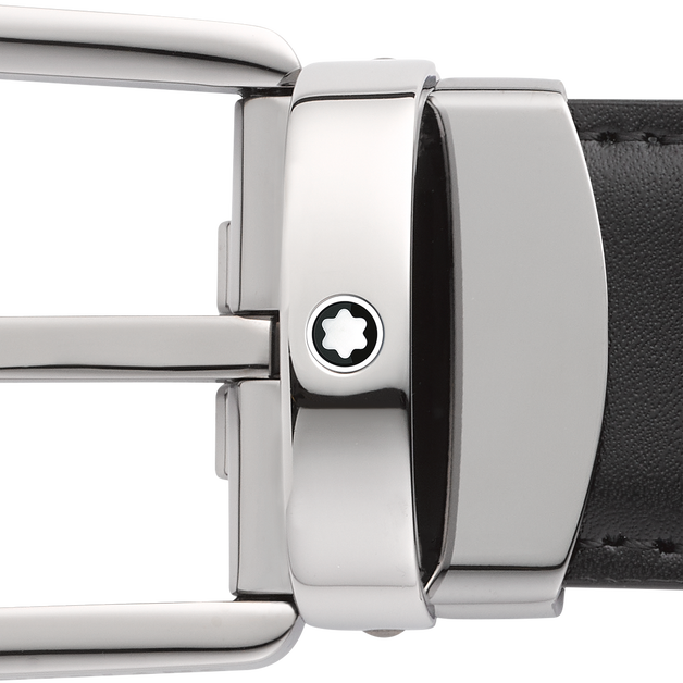Horseshoe buckle black/brown 30 mm reversible leather belt - 5