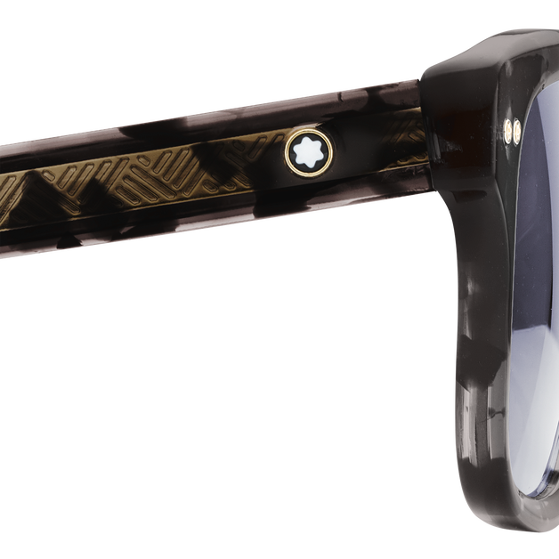 黑色醋酸纖維鏡框矩形太陽眼鏡 - 4