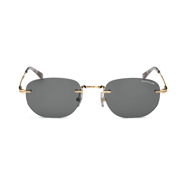 Lunettes de soleil rectangulaires à monture métallique dorée - 1