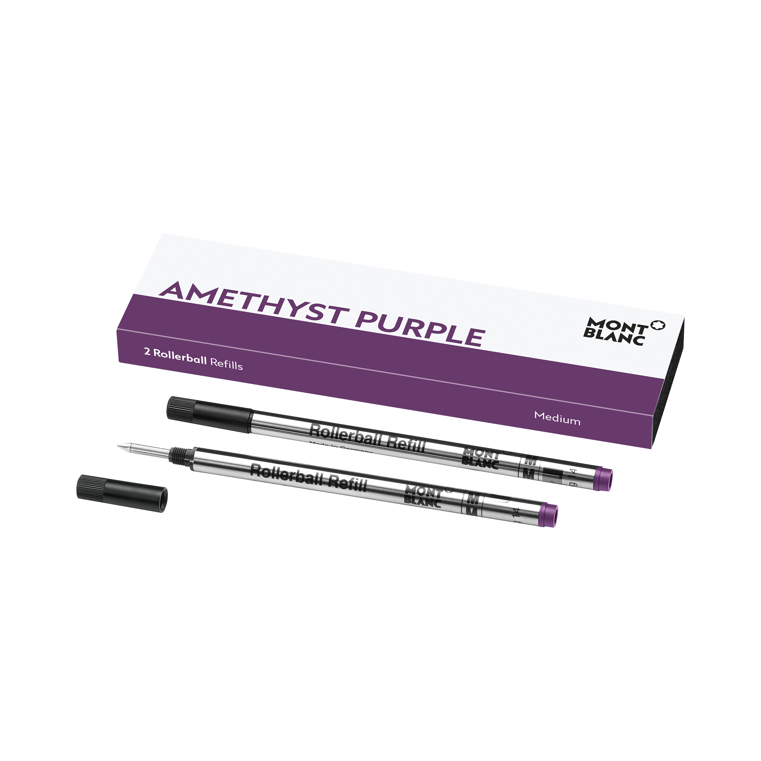 عبوّتان لقلم حبر سائل بنهاية كرويّة، حجم متوسّط، أماتيست أرجواني