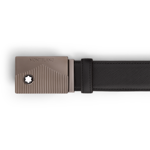 Black 35 mm leather belt - 3