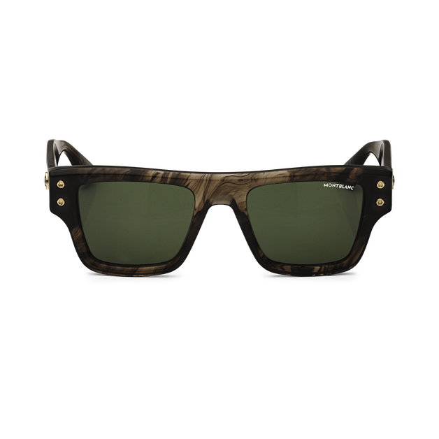Rectangular Sunglasses with Melange Colored Acetate Frame - 1