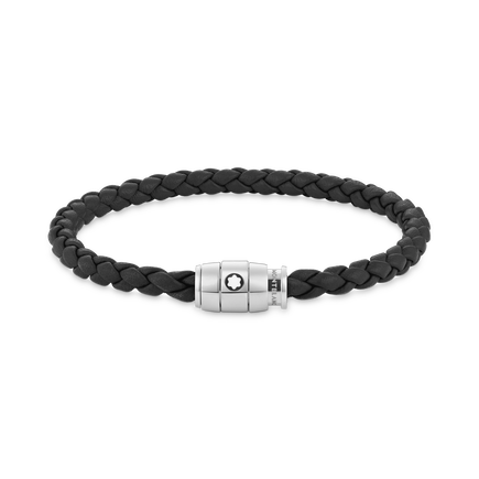Bracelet Steel 3 rings closing and Black leather
