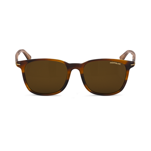 Squared Sunglasses with Brown-Colored Acetate Frame - 1