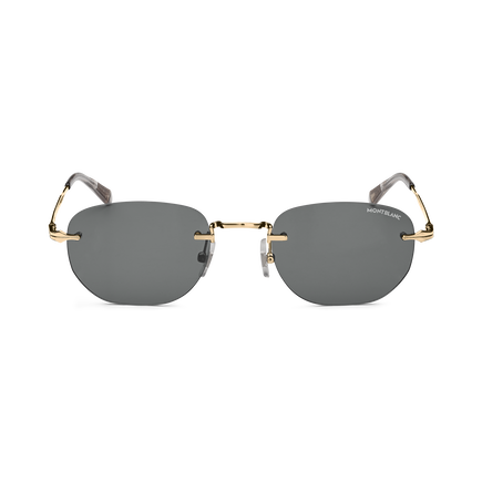 Rectangular Sunglasses with Gold Coloured Metal Frame