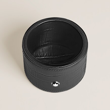 Medium Round Desk Tray in Croco-Embossed Leather