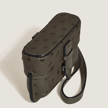 Nib Accessory Case with Strap in Ostrich-Embossed Leather