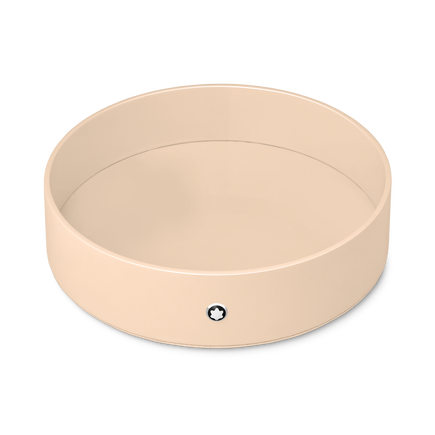 Round Desk tray in Ivory Colored Lacquer Wood (Large)