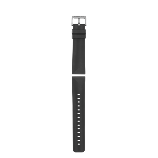 Bracelet caoutchouc rayé noir - 1