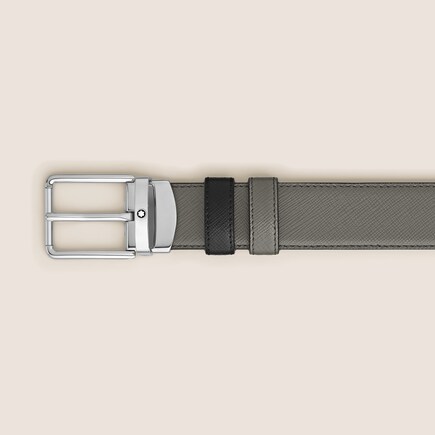 Medium grey/black 30mm reversible leather belt