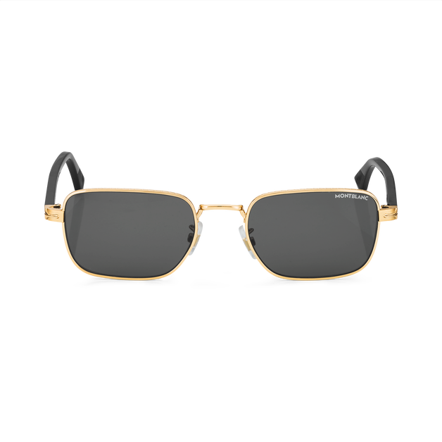 Rectangular Sunglasses with Gold-Colored Metal Frame - 1